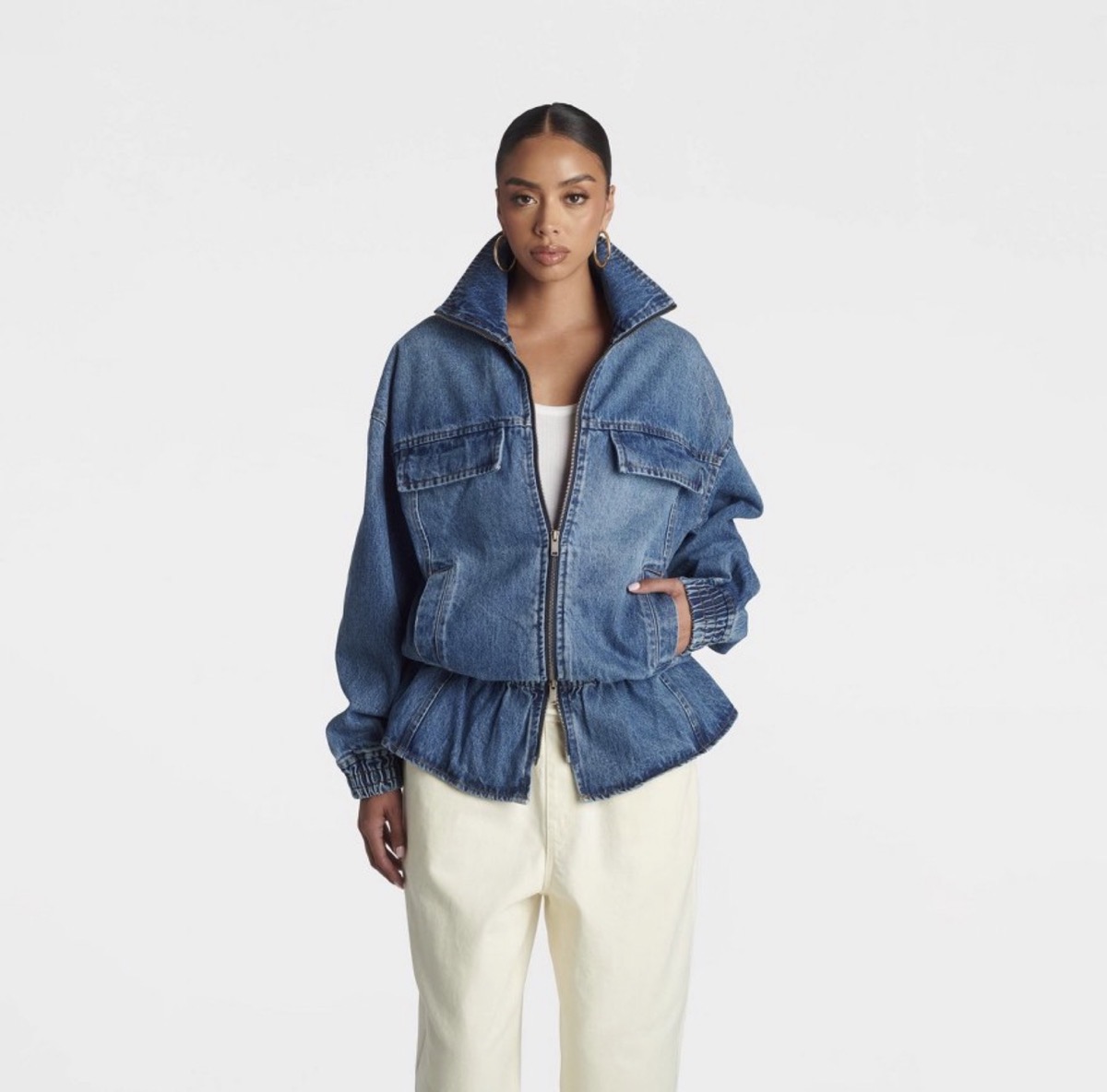 KBB by KAHLANA 'The Peplum Denim Jacket' — Dark Wash